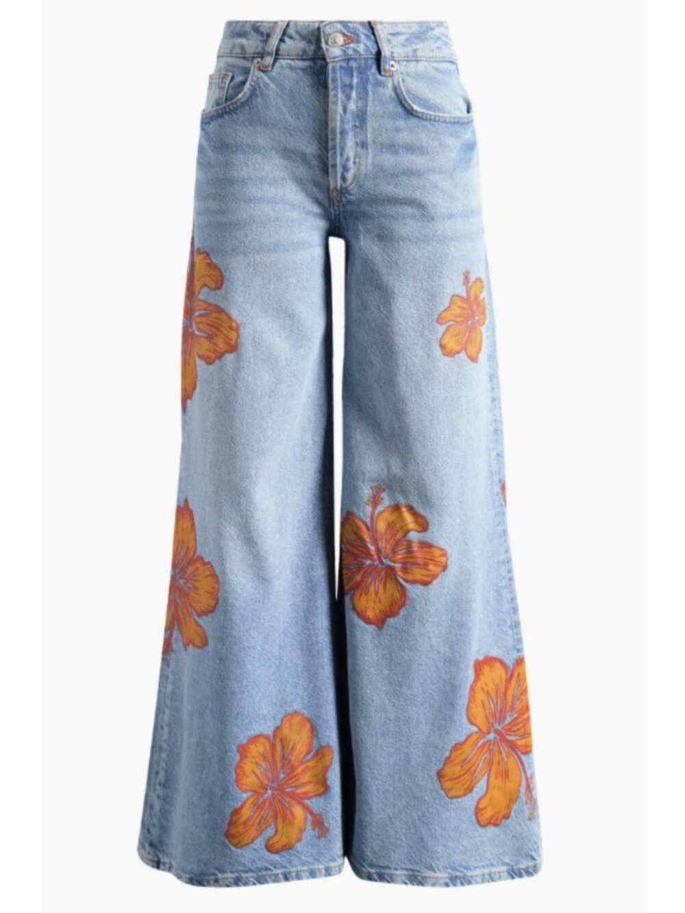 We the Free People Palisades Flower Power Wide Leg Jeans ( 24 )